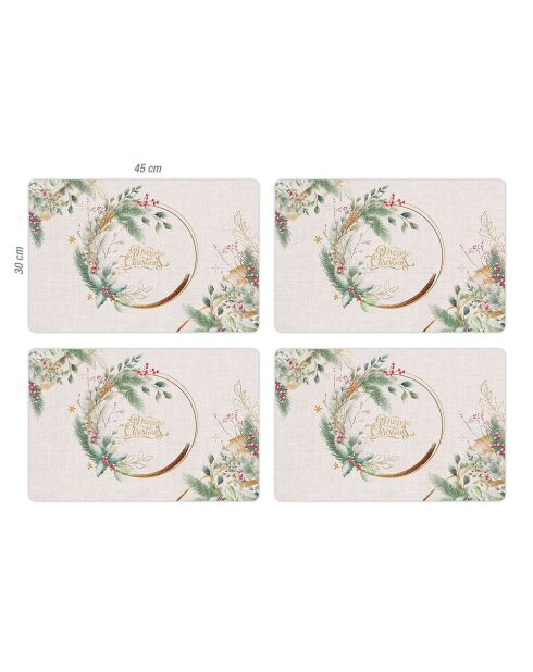 4 Sets de table avec guirlande de Noël - 30x45 cm
