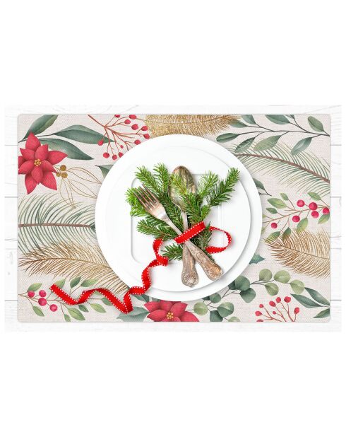 4 Sets de table Fleurs de Noël - 30x45 cm