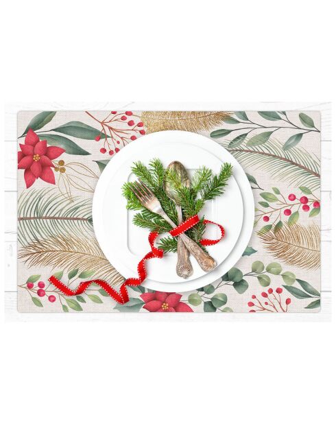 4 Sets de table Fleurs de Noël - 30x45 cm