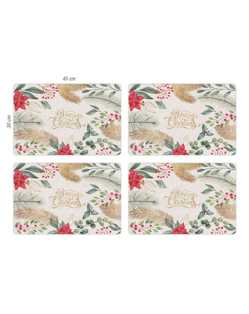 4 Sets de table Fleurs de Noël - 30x45 cm