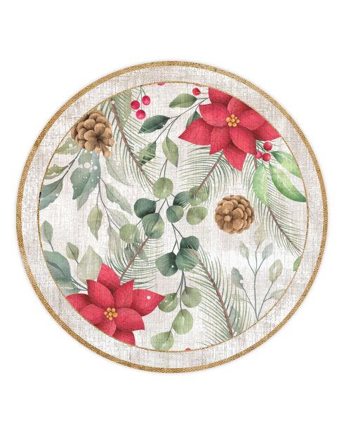4 Sets de table Poinsettias circulaires - D.40 cm