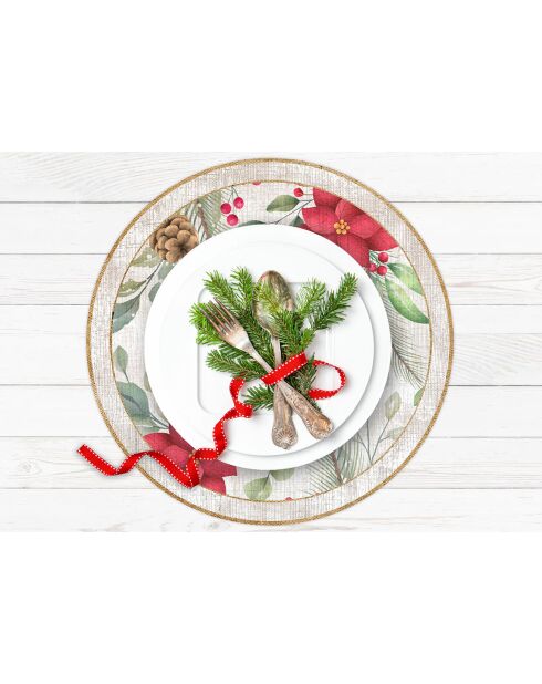 4 Sets de table Poinsettias circulaires - D.40 cm