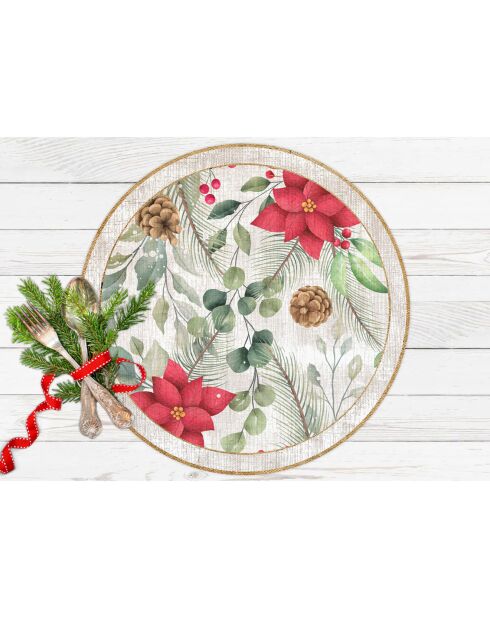 4 Sets de table Poinsettias circulaires - D.40 cm