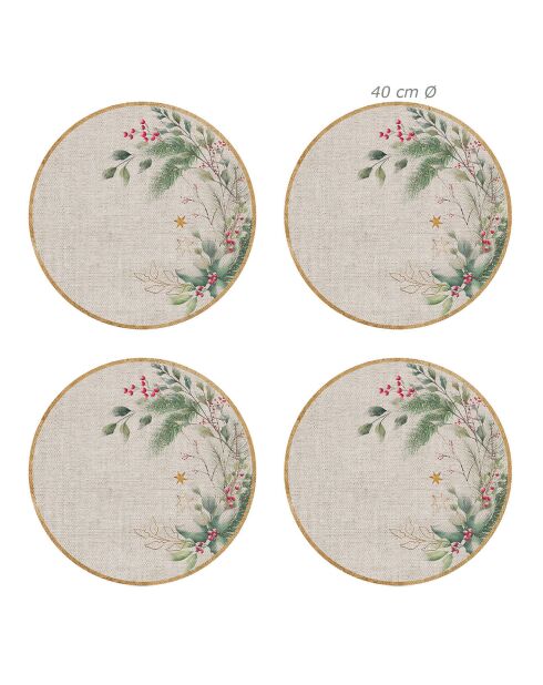 4 Sets de table Bouquet de Noël circulaires - D.40 cm