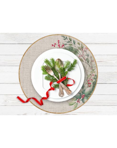 4 Sets de table Bouquet de Noël circulaires - D.40 cm