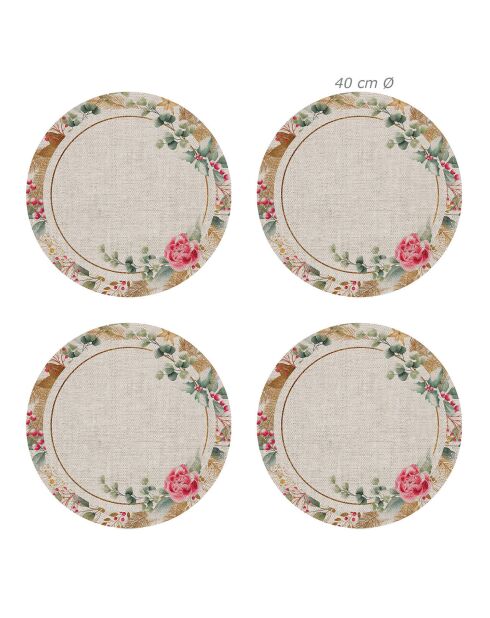 4 Sets de table Couronne de Noël circulaires - D.40 cm