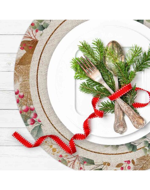 4 Sets de table Couronne de Noël circulaires - D.40 cm