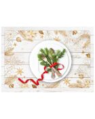 4 Sets de table de Noël en bois doré/blanc - 30x45 cm