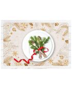 4 Sets de table de Noël toile de jute dorés - 30x45 cm