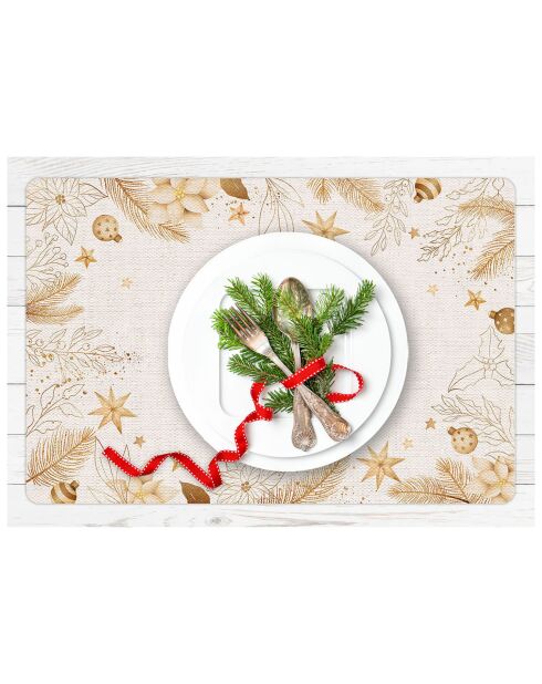 4 Sets de table de Noël toile de jute dorés - 30x45 cm