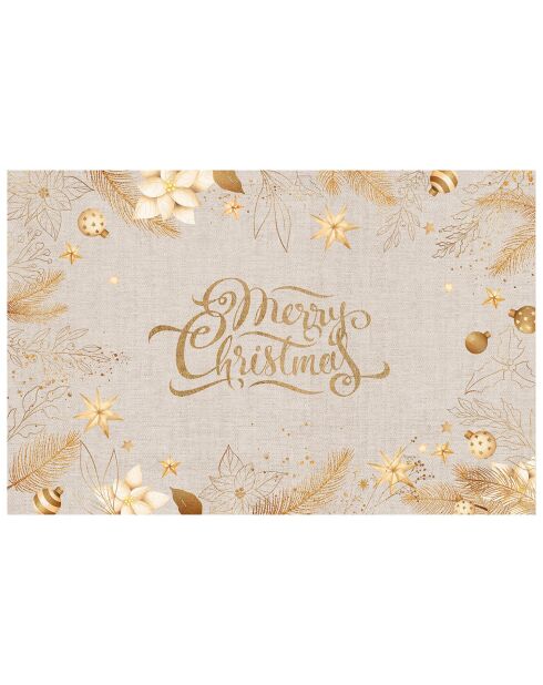 Tapis vinyle tissu de Noël doré - 65x100 cm