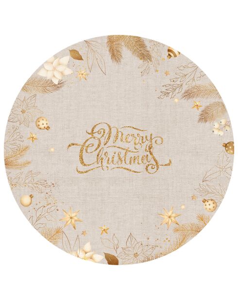 Tapis vinyle tissu de Noël doré - 95x95 cm