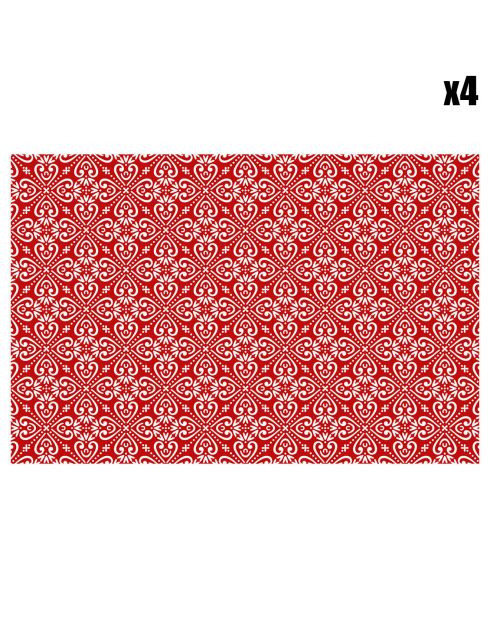 4 Sets Luckiness rouge/blanc - 30x45 cm