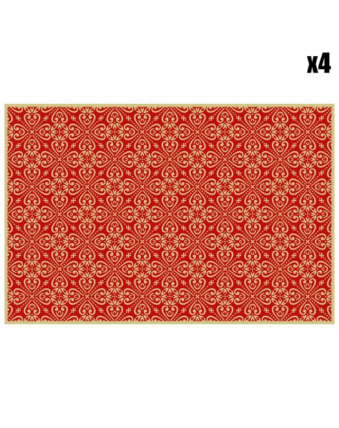 4 Sets Luckiness rouge/doré - 30x45 cm