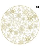 4 Sets Flocons de neige arrondis dorés - D.40 cm
