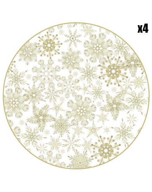 4 Sets Flocons de neige arrondis dorés - D.40 cm