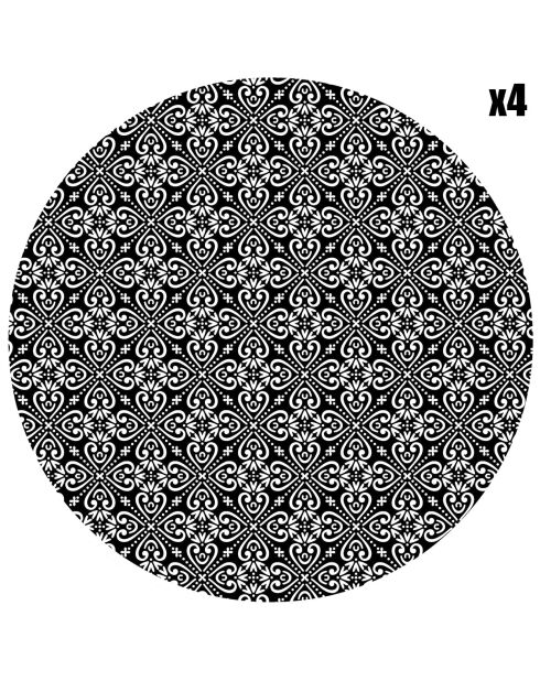 4 Sets Luckiness arrondis noir/blanc - D.40 cm