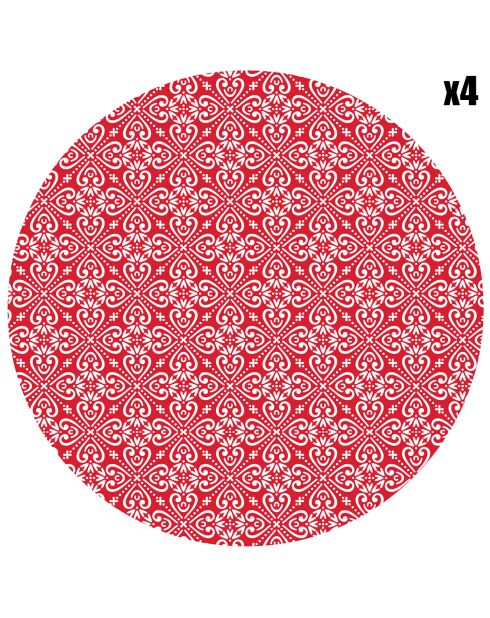 4 Sets Luckiness arrondis rouge/blanc - D.40 cm