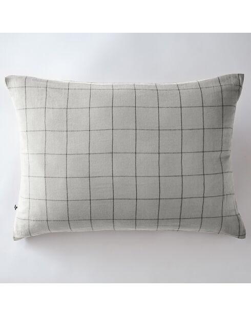 Taie d'oreiller Gaze de coton Gaïa Match grise