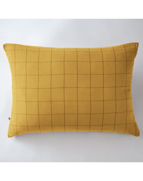 Taie d'oreiller Gaze de coton Gaïa Match jaune clair