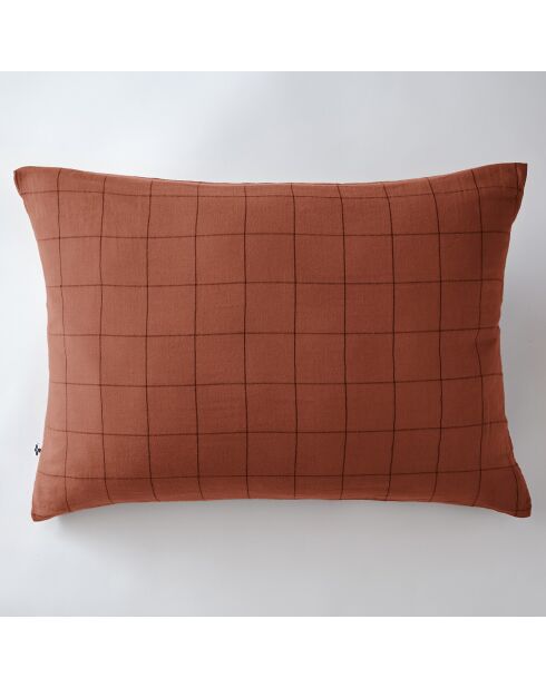 Taie d'oreiller Gaze de coton Gaïa Match orange