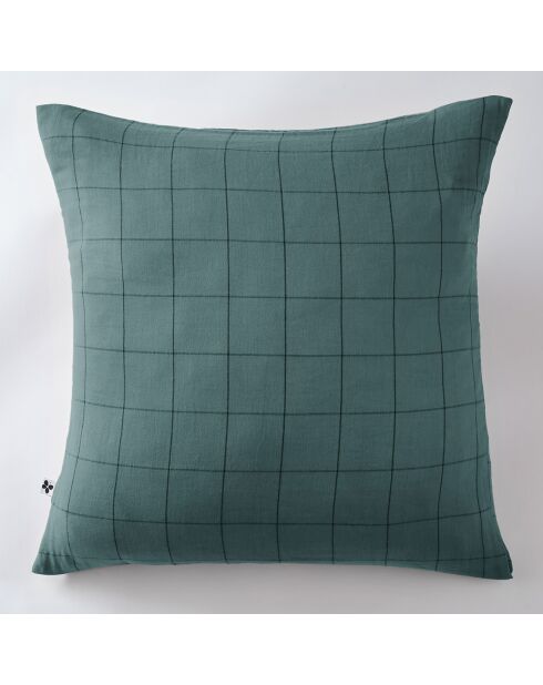 Taie d'oreiller Gaze de coton Gaïa Match bleue