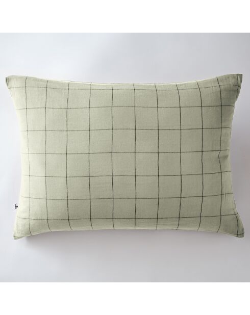 Taie d'oreiller Gaze de coton Gaïa Match vert clair