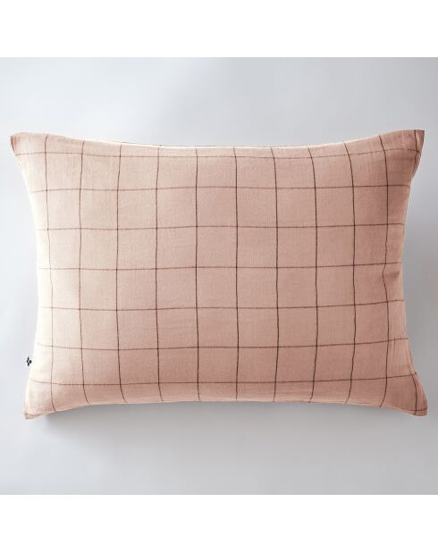Taie d'oreiller Gaze de coton Gaïa Match rose clair