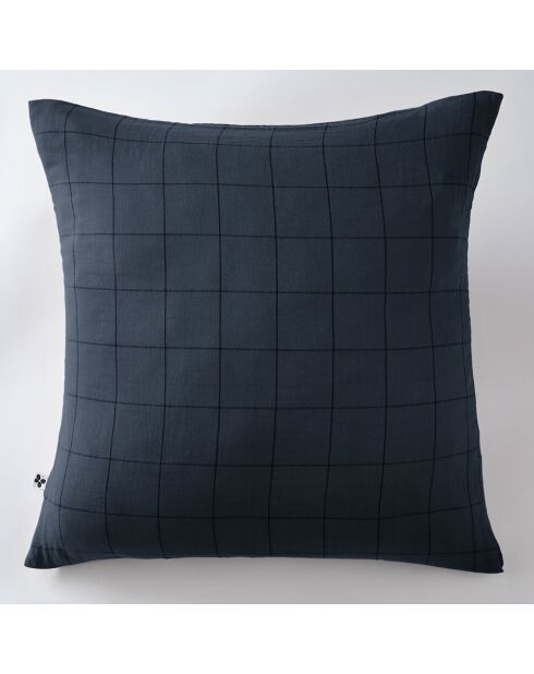 Taie d'oreiller Gaze de coton Gaïa Match bleu foncé