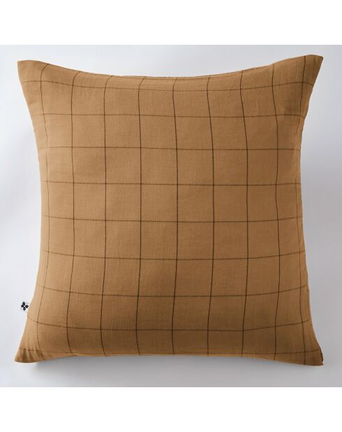 Taie d'oreiller Gaze de coton Gaïa Match marron