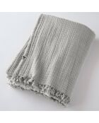 Plaid à franges Gaze de coton Gaïa gris