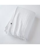 Plaid à franges Gaze de coton Gaïa blanc