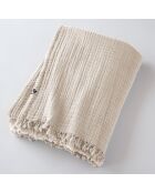 Plaid à franges Gaze de coton Gaïa naturel