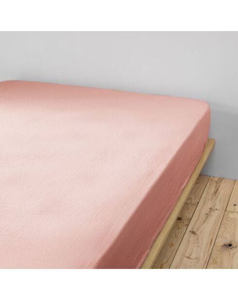 Drap housse Gaze de Coton Gaïa Rose pêche rose