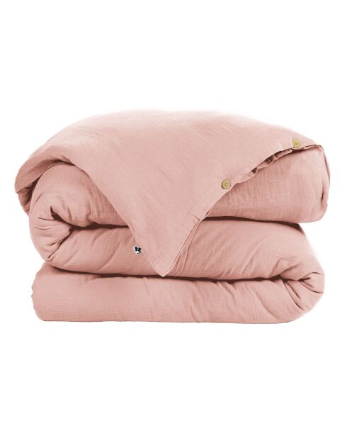 Housse de couette Gaze de Coton Gaïa rose