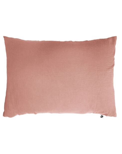 Taie d'oreiller Gaze de coton Gaïa Match rose