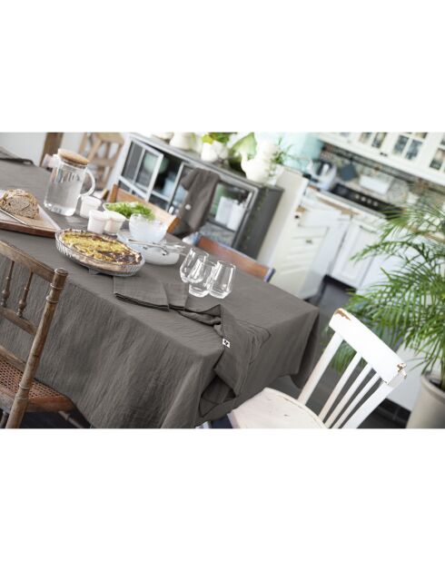 Nappe rectangle Gaze de coton Gaïa anthracite