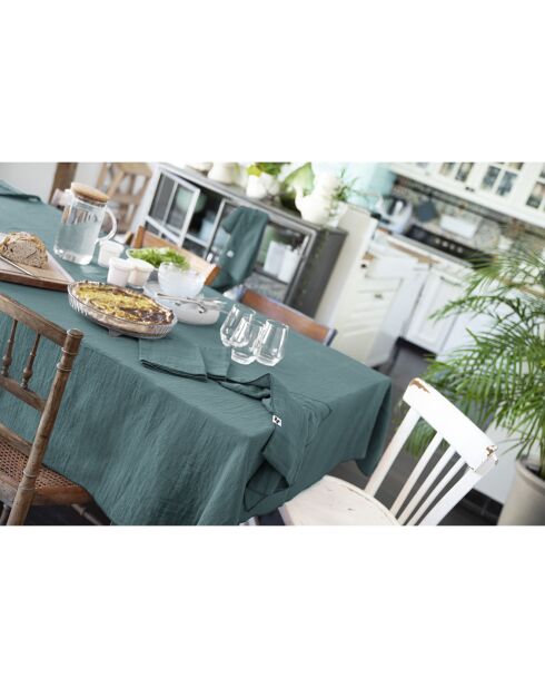 Rechteckige Tischdecke Gaïa aus blauer Baumwollgaze