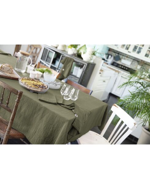 Nappe rectangle Gaze de coton Gaïa kaki