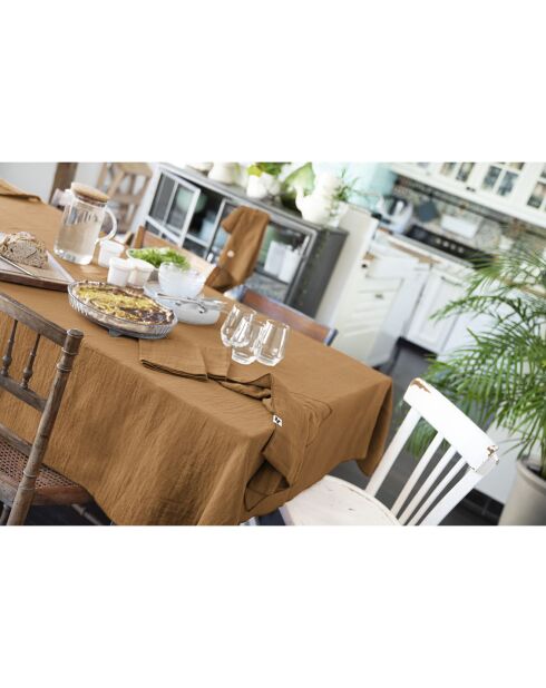 Nappe rectangle Gaze de coton Gaïa marron