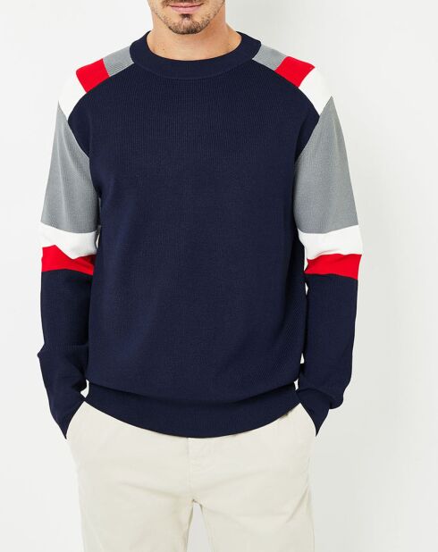 Pull Ideo bleu marine/gris/rouge