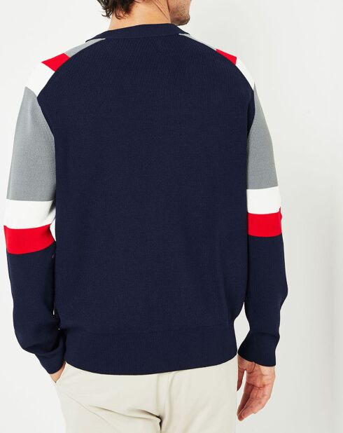 Pull Ideo bleu marine/gris/rouge