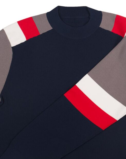 Pull Ideo bleu marine/gris/rouge