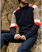 Pull Ideo bleu marine/gris/rouge