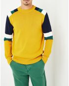 Pull Ideo moutarde/bleu marine/vert