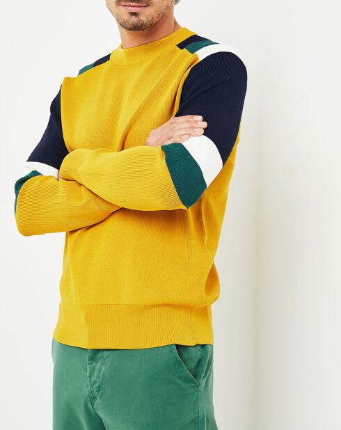 Pull Ideo moutarde/bleu marine/vert