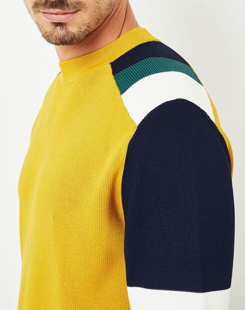 Pull Ideo moutarde/bleu marine/vert