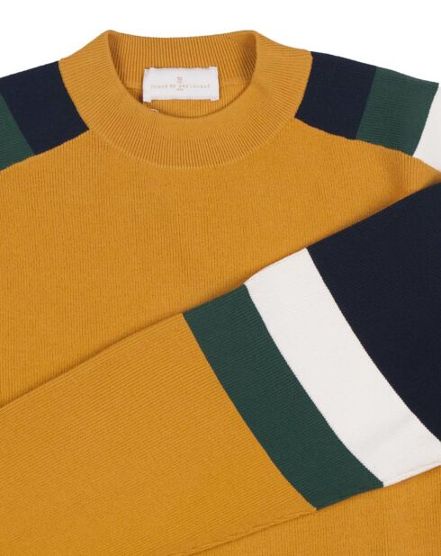 Pull Ideo moutarde/bleu marine/vert