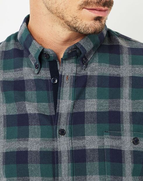 Chemise Indecis à carreaux vert/bleu marine/gris