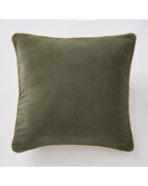 Coussin déhoussable Velours de coton César kaki